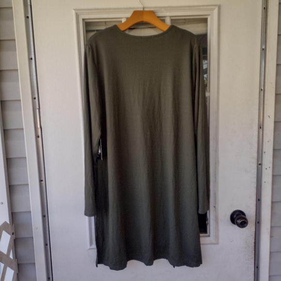 Splash Plus Women's Avocado Rib Knit Long Open Front Cardigan, Size 2X - Picture 2 of 8